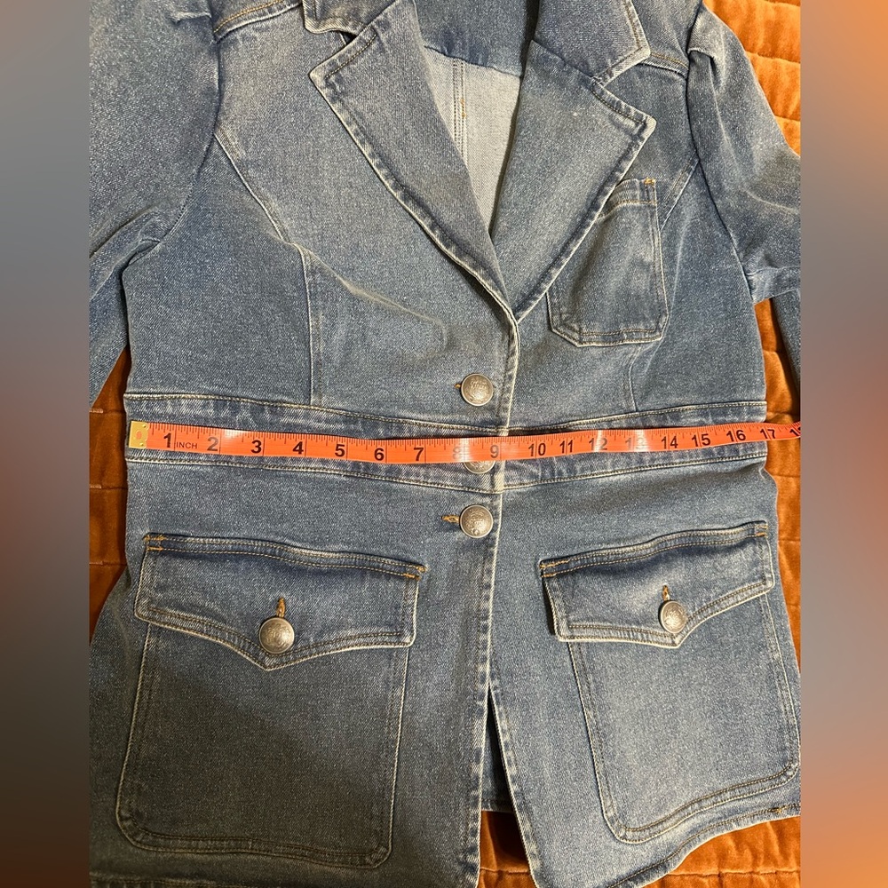 Elie Tahari Denim Jacket Blazer Womens Size 10 - Picture 14 of 14